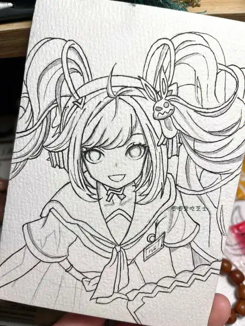 想看上色的姐妹可以蹲蹲#动漫手绘  #安琪拉  #线稿  #简笔画教程