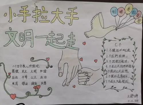 "小手拉大手,文明一起走"——开展"小手拉大手,文明一起走"手抄报征集