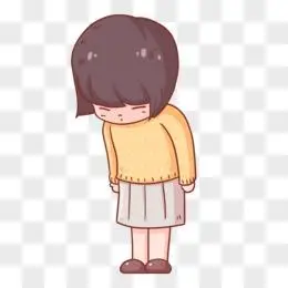 卡通手绘女生鞠躬人物素材