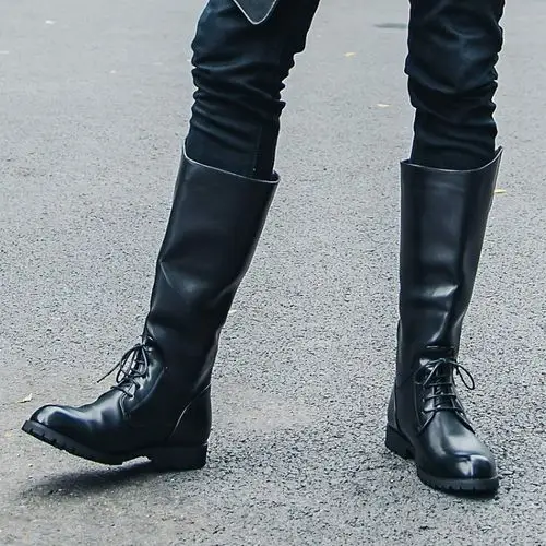 加州狼 秋冬新款男靴男长靴高筒靴冬季绒里潮靴尖头