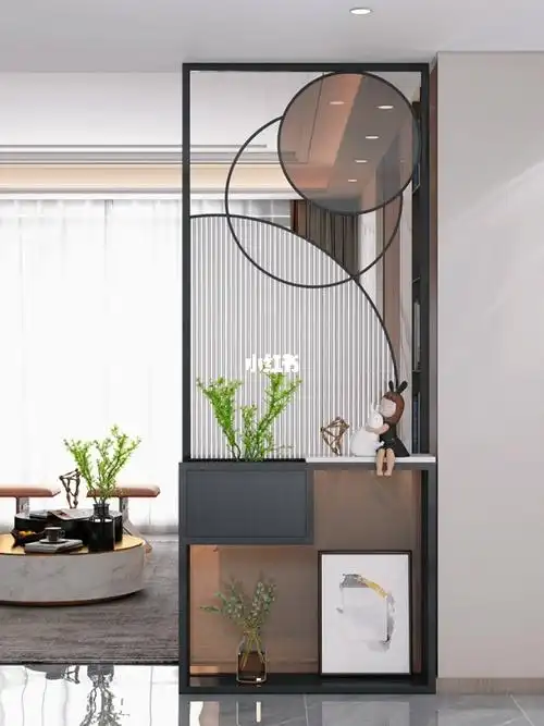 轻奢艺术客厅玄关屏风入户现代简约不锈钢长