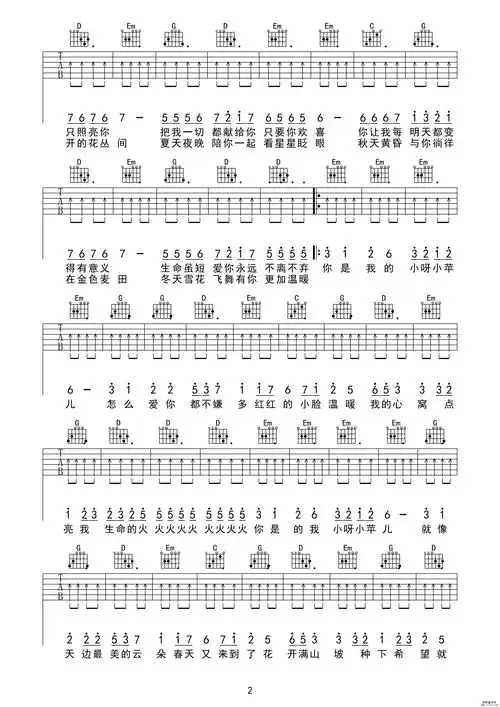 小苹果广场舞吉他谱 简单版