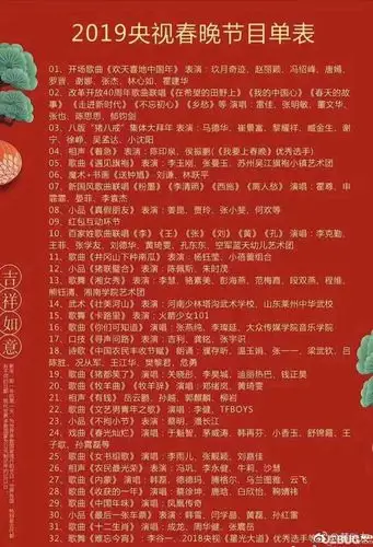 2019年央视猪年春晚节目单最新曝光