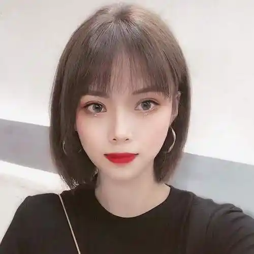 高档假发女短发波波头全头套式中长发真人丝网红锁骨发圆脸修脸假