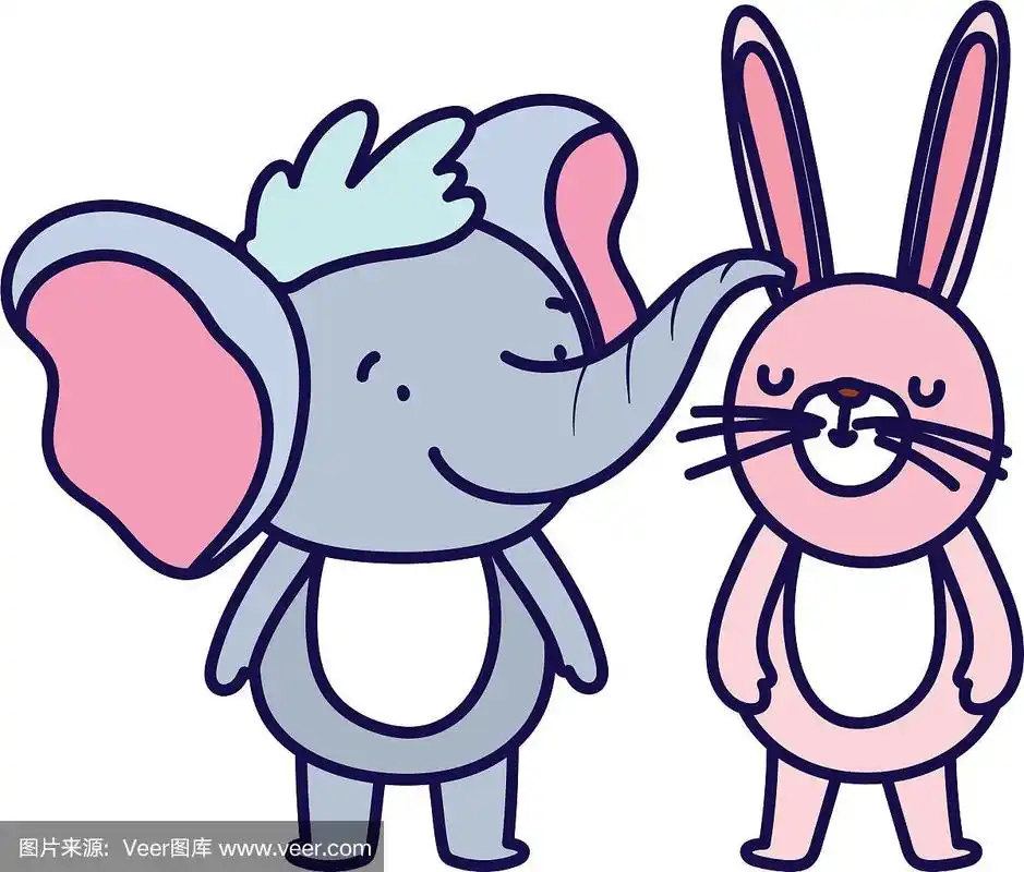 小象和兔子卡通人物