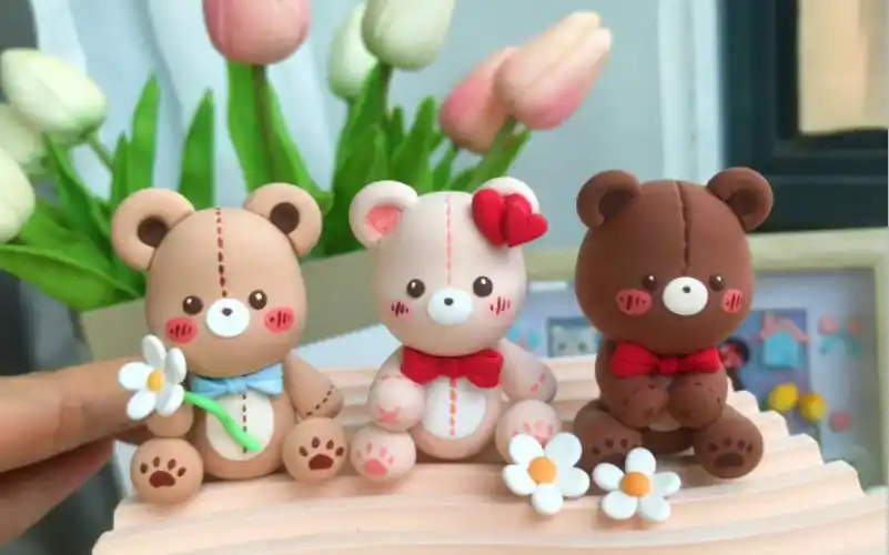 快看～是可爱的小熊宝宝吖～超轻粘土手工教程