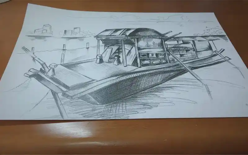 素描建党100年红船