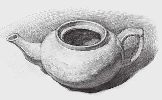 素描白瓷壶的画法