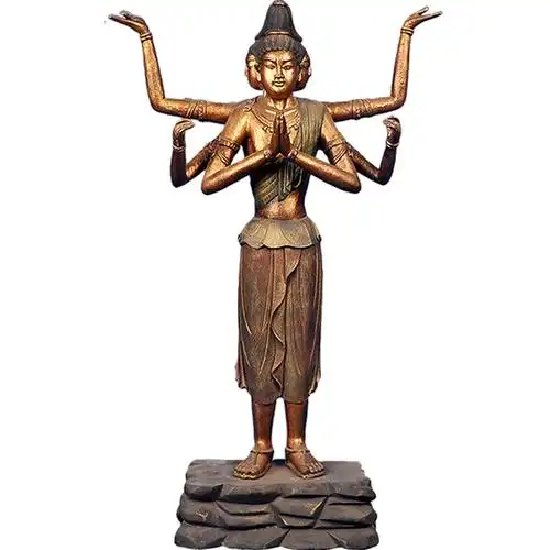 木雕阿修罗佛像日本神像寺庙居家供奉工艺品摆件木雕