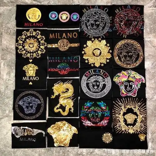 奢侈品原单品牌大牌衣服美杜莎烫钻刺绣t恤