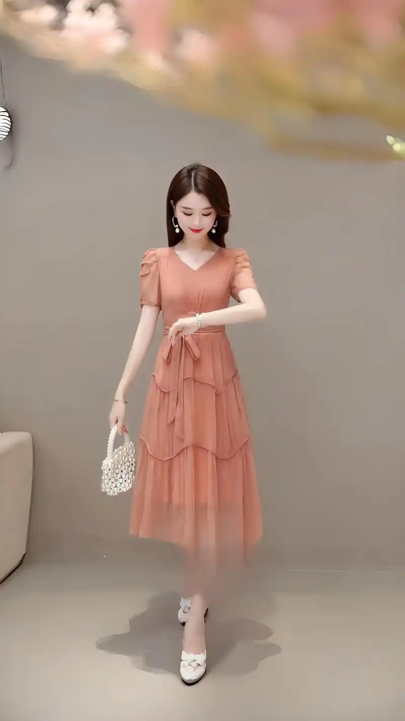 透气舒适 教师面试连衣裙2024年夏季新款,时尚又长款裙子!