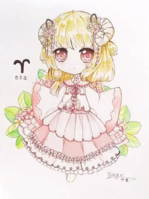 画简单易画十二星座系列白羊座简笔画画法白羊座星座系列简可爱甜美的