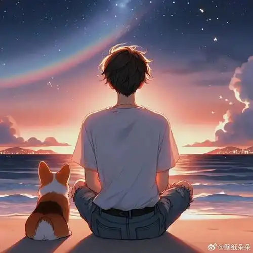 夕阳余晖 晚霞满天~ 唯美动漫头像!