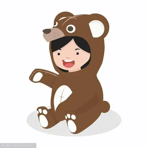 女孩角色穿着熊的服装