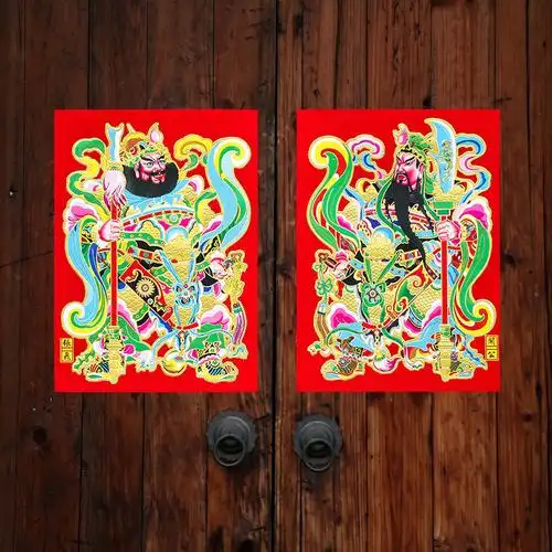 门神门贴年画福字春节进宅装饰用品乔迁布置墙贴大门贴纸贴画挂画