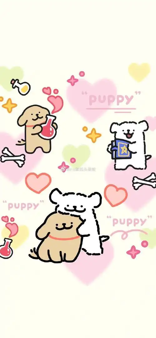 三丽鸥##卡通壁纸##手机壁纸##线条小狗壁纸##粉色壁纸##手机锁屏