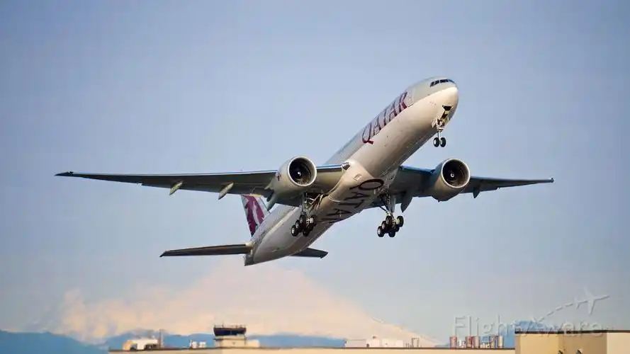 boeing 777-300 (a7-bem) - boe908 on rotation from rwy 16r to