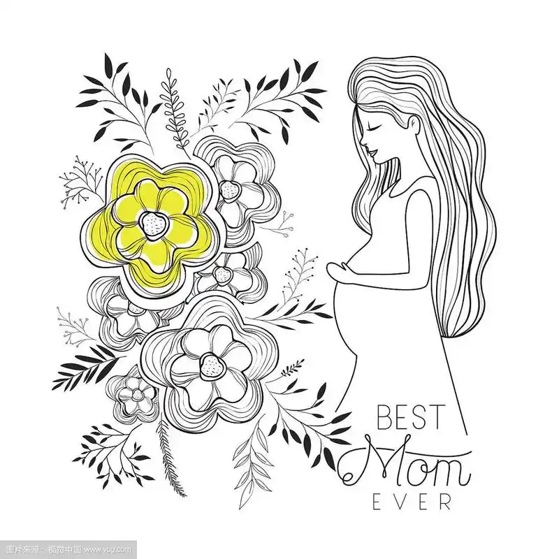 母亲节快乐卡片与怀孕的妈妈