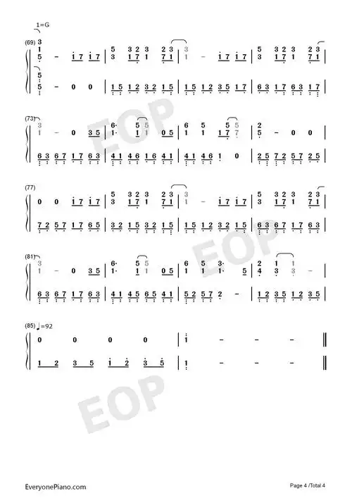 忘记时间-仙剑奇侠传三片尾曲双手简谱预览4