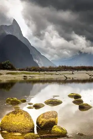 桌布 新西兰美丽的风景,山,云,湖,石头 1920x1200 hd 高清桌布, 图片,