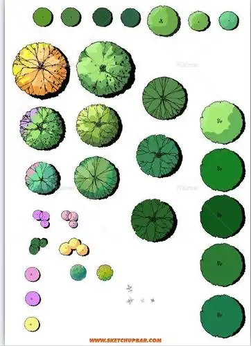 一组平面树素材(手绘风格)psd