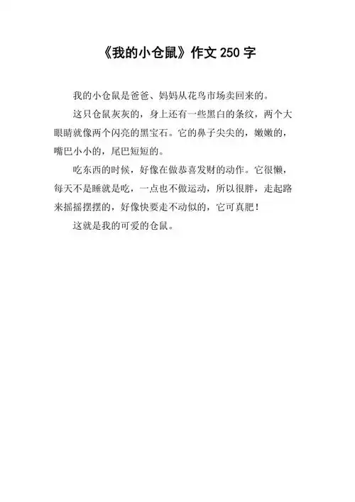 我的小仓鼠作文250字