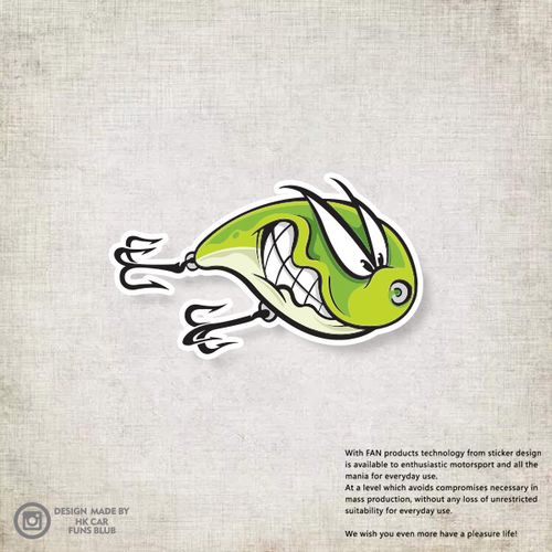 搞笑路亚钓鱼卡通鱼漂反光车贴创意汽车摩托电动车钓箱装饰防水贴