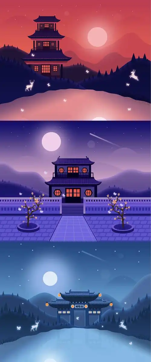 古城建筑的夜景