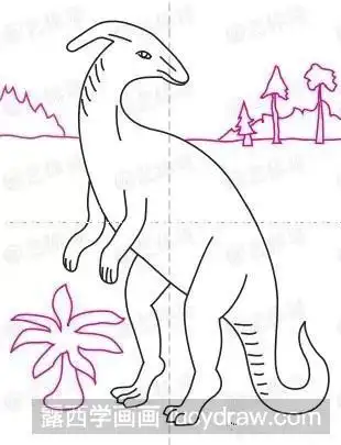 副栉龙儿童简笔画