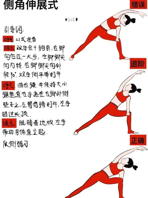 插画瑜伽侧角伸展式此系列持续更新中
