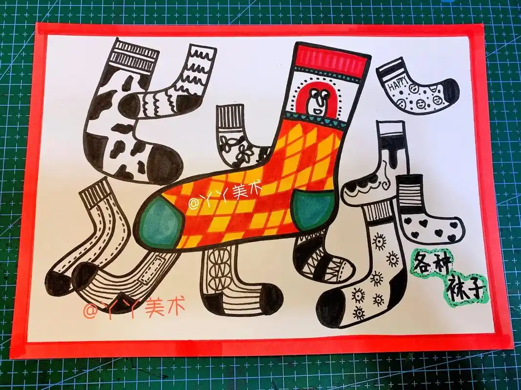 各种袜子创意儿童画
