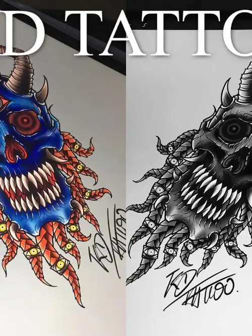 恶魔_纹身图案手稿图片_kd的纹身作品集