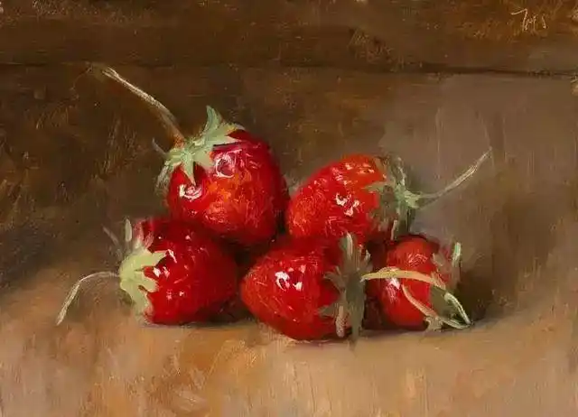 julian merrow-smith油画作品,草莓的鲜美