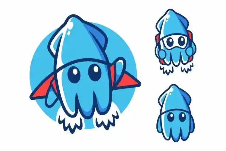 飞行鱿鱼吉祥物卡通人物矢量插画flyingsquidmascotcartooncharacter