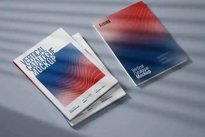 带光影效果的高端杂志设计展示样机封面封底psd