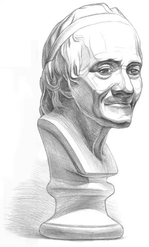 素描入门石膏伏尔泰头像的画法步骤分析