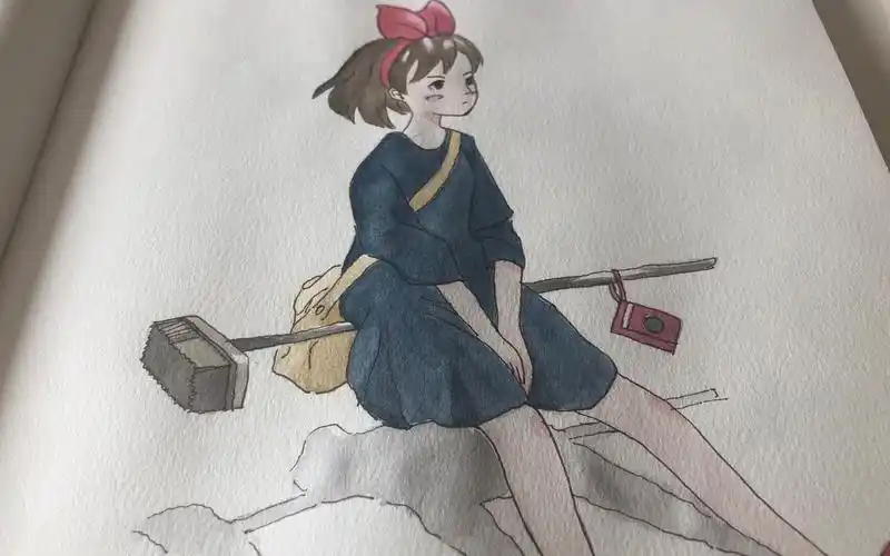 【水彩】魔女宅急便中的小魔女