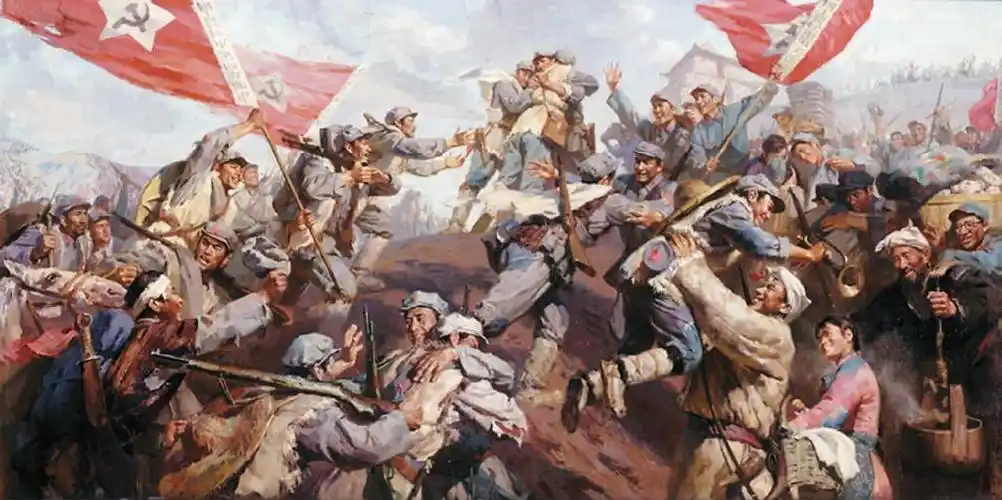 三军过后尽开颜油画三大主力会师