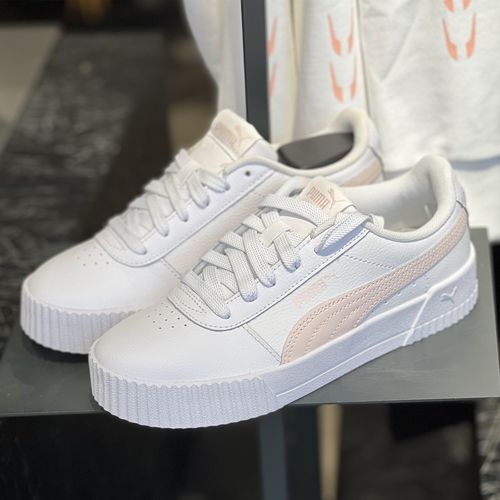 彪马puma carina女款皮质小白鞋 白粉厚底松糕鞋低帮板鞋370325
