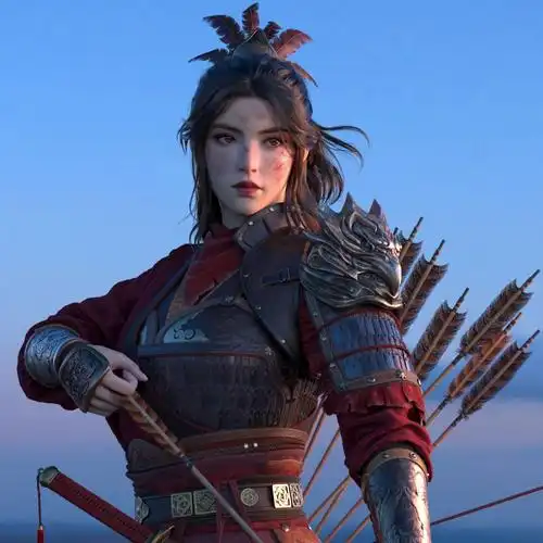 中国风女弓箭手 射箭