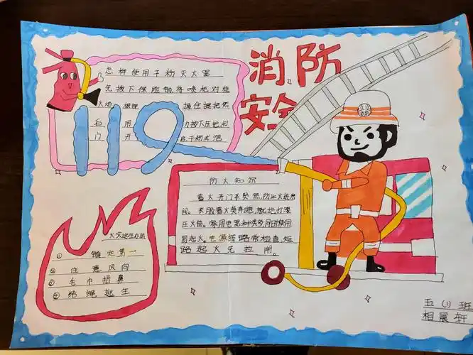 大岳学区北李家庄小学"119消防安全"优秀手抄报
