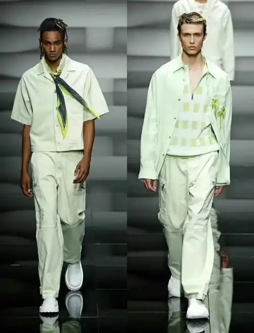 秀场上的#自然系氧气穿搭##男装周趋势搭配#  fendi 2025春夏男装系列