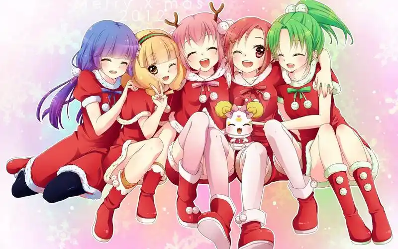 圣诞红色喜庆动漫美少女壁纸图片