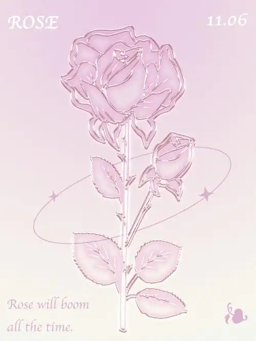 ps海报玻璃质感玫瑰06美呆了呀60