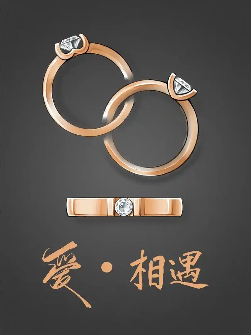 《爱·相遇》最简单有设计感的方式呈现对戒的设计,戒冠钻石对着 - 抖