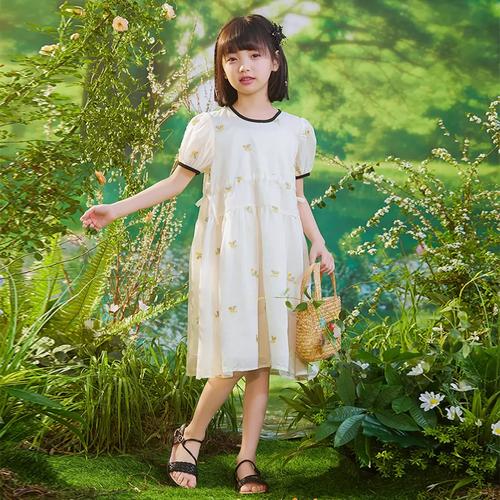 夏装女童连衣裙时髦夏款洋气碎花中大童a字裙儿童夏季小女孩裙子