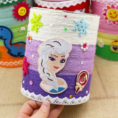 麻绳瓶子奶粉罐diy手工材料包废物利用花盆装饰幼儿园环保创意我爱