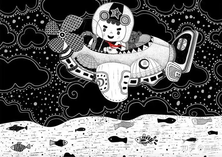 校尉画室绘画黑白线描装饰画我的童年梦