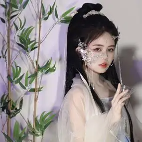 tb294902718淘宝古风半遮面帘遮脸异域面纱面具流苏挂耳汉服古装头