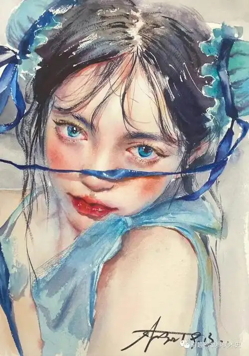 个性十足的浓烈画风水彩人像好看